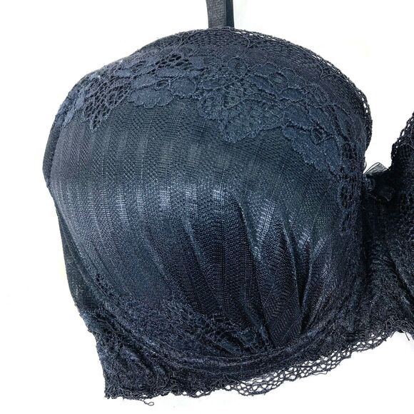 Rene Rofe Bra Black Lace Convertible Demi 38 D Underwire Pushup Padded Sexy - Picture 6 of 15